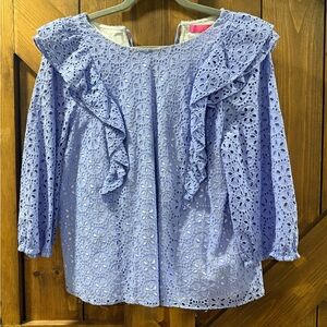 Lilly Pulitzer Blue Eyelet Ruffle Blouse